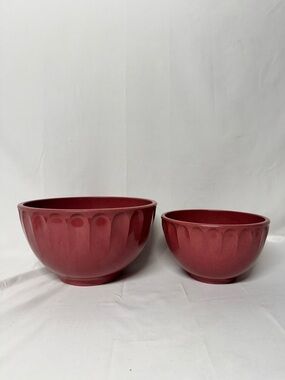 2 Boonton Ware Melmac Thumbprint Mixing Bowls Confetti Pink Rasberry 511C 511A